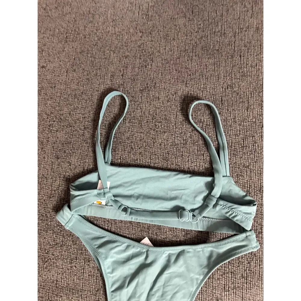 Tropic of C The C Bralette Bikini Top and High Cut Bottom size S/M Seafoam Green